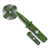 Couteau pliant automatique Albainox SPINNER Marijuana 18285-A lame 6 cm