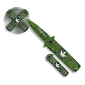 Couteau pliant automatique Albainox SPINNER Marijuana 18285-A lame 6.4 cm