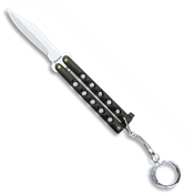 Porte-clés couteau papillon Albainox 02055-N noir lame 6 cm
