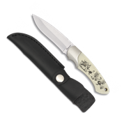 Couteau chasse Albainox 32199 décor perdrix lame 9.5 cm