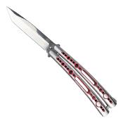 Couteau papillon SCK 085-6 rouge, lame 10.6 cm manche courb